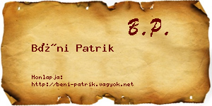 Béni Patrik névjegykártya